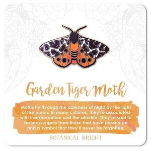Garden Tiger Moth Enamel Pin - Gold‎ Plated Base Nature Brooch